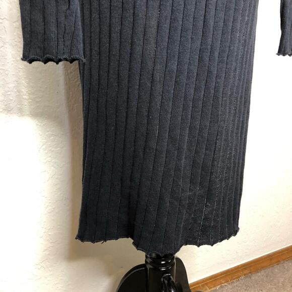 Free People dark blue ribbed linen blend long cardigan size Large - Picture 10 of 12